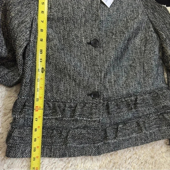 Talbots Womens Tweed Ruffle Trim Wool Blend Blazer Jacket size 4P - Picture 8 of 13